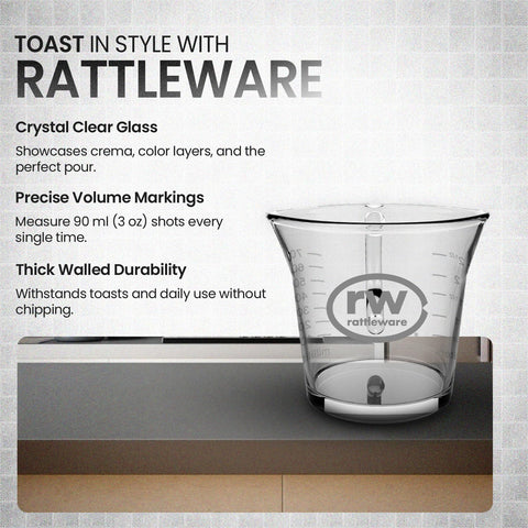 Jarra medidora Rattleware para espresso con doble pico y precisión