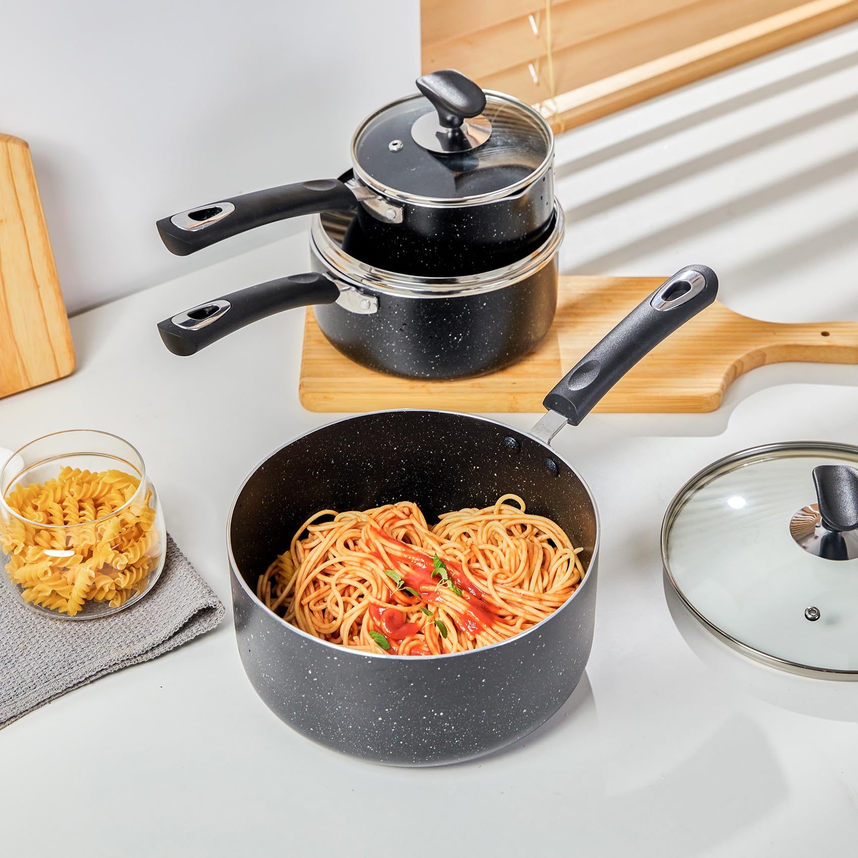 Sartén RATWIA 3qt antiadherente para guisos y recetas grandes