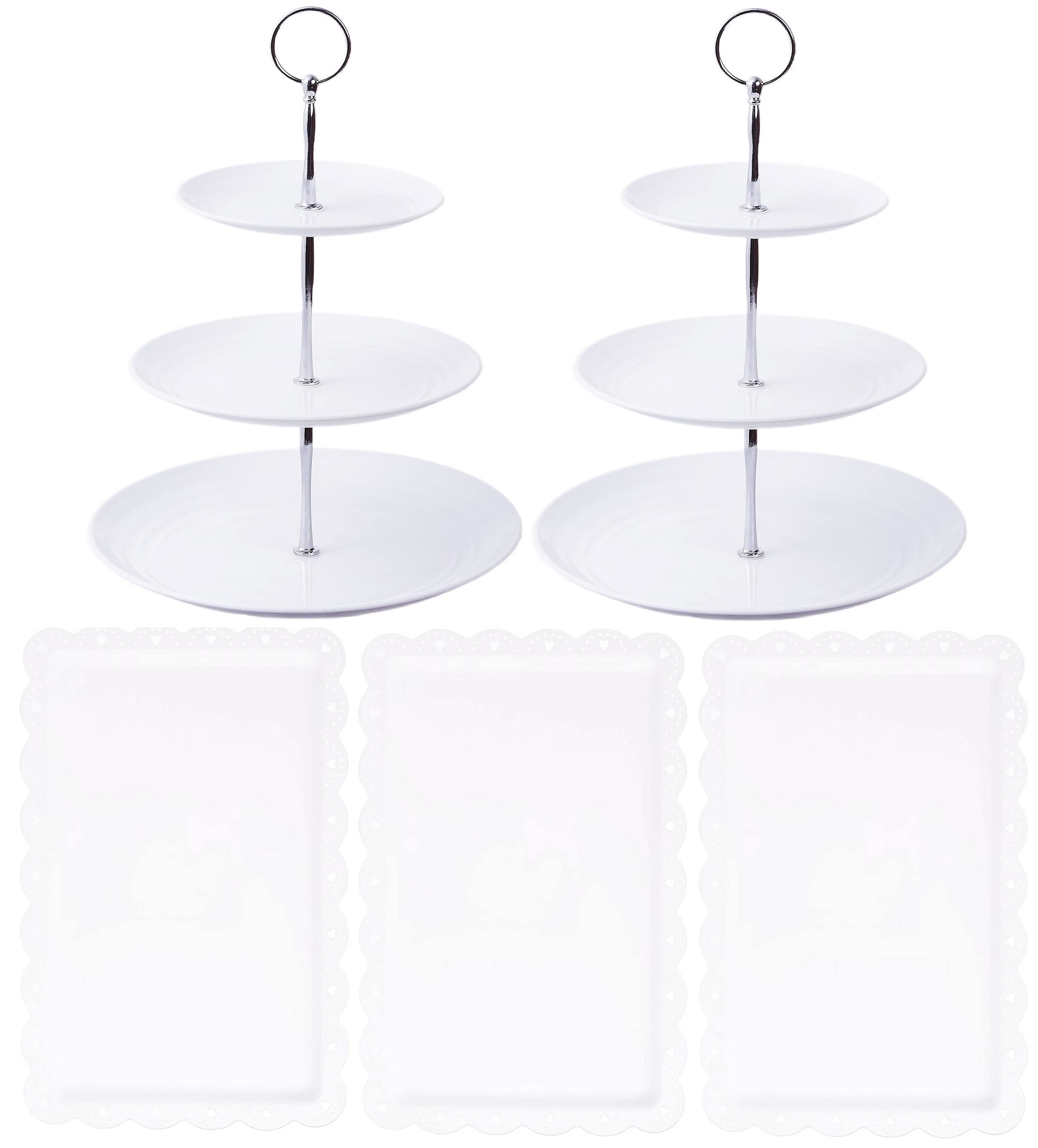 RAUVOLFIA torre de postres de 3 niveles blanco para presentación elegante