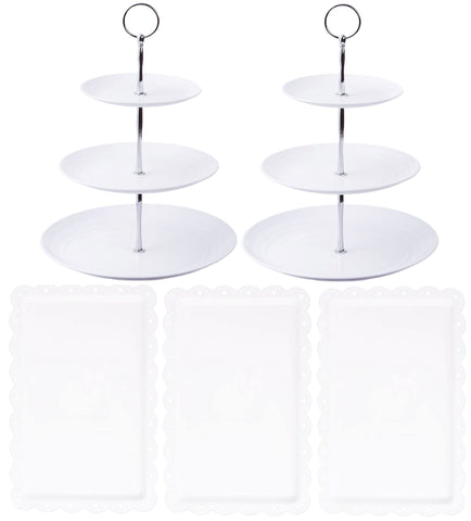 RAUVOLFIA torre de postres de 3 niveles blanco para presentación elegante