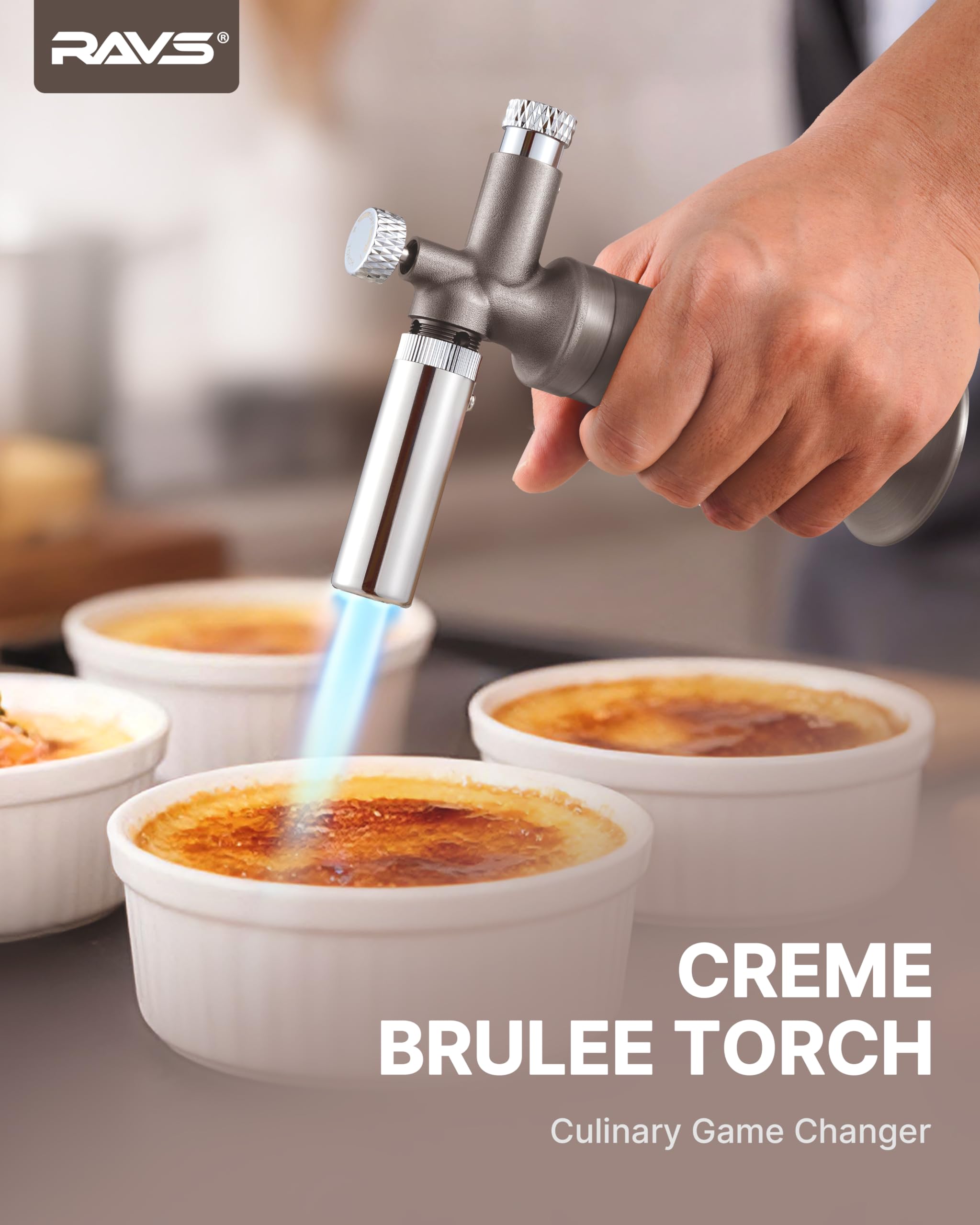 RAVS encendedor cocina cobre precisión para caramelizar postres