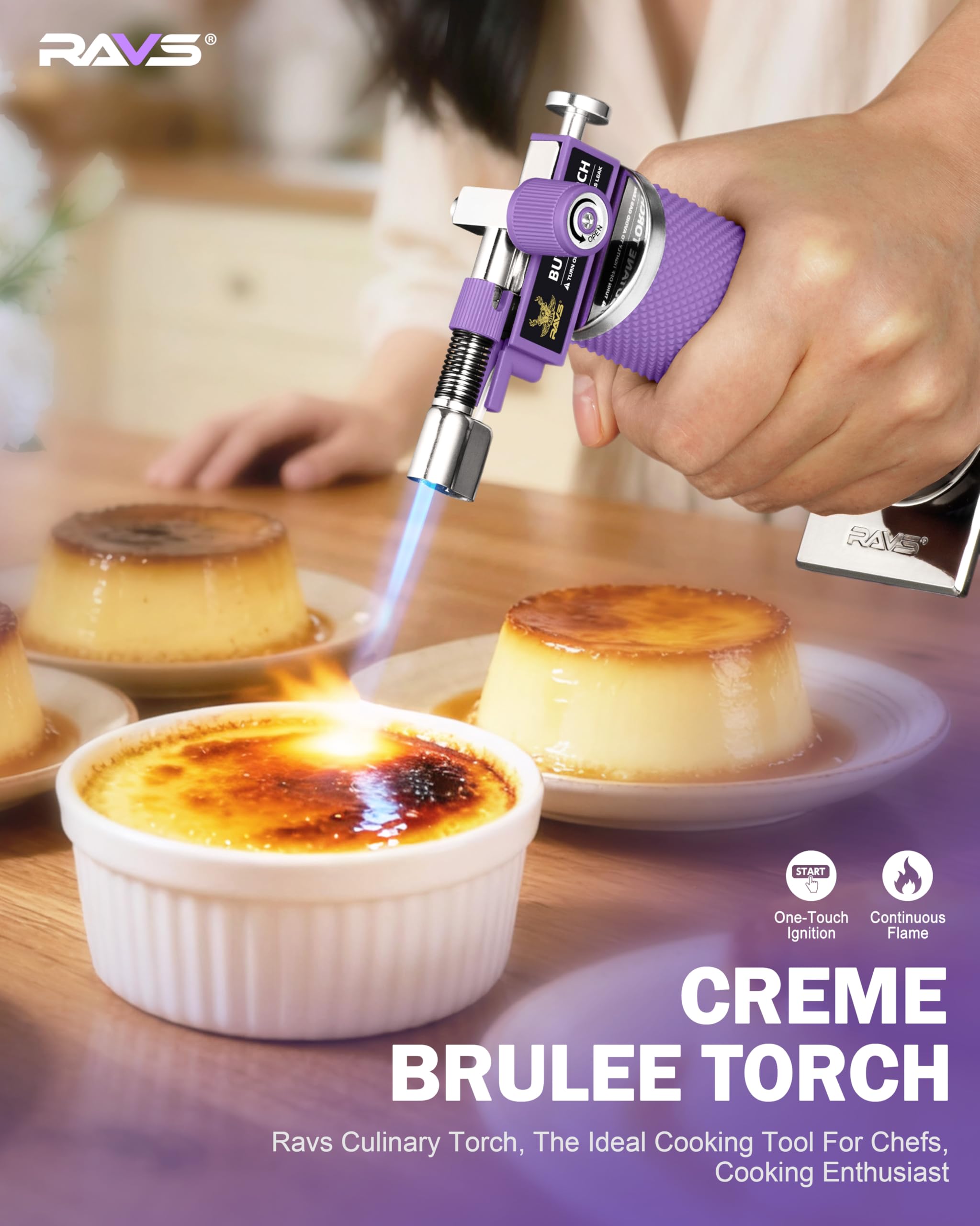 Soplete RAVS con base antivuelco para mayor estabilidad.