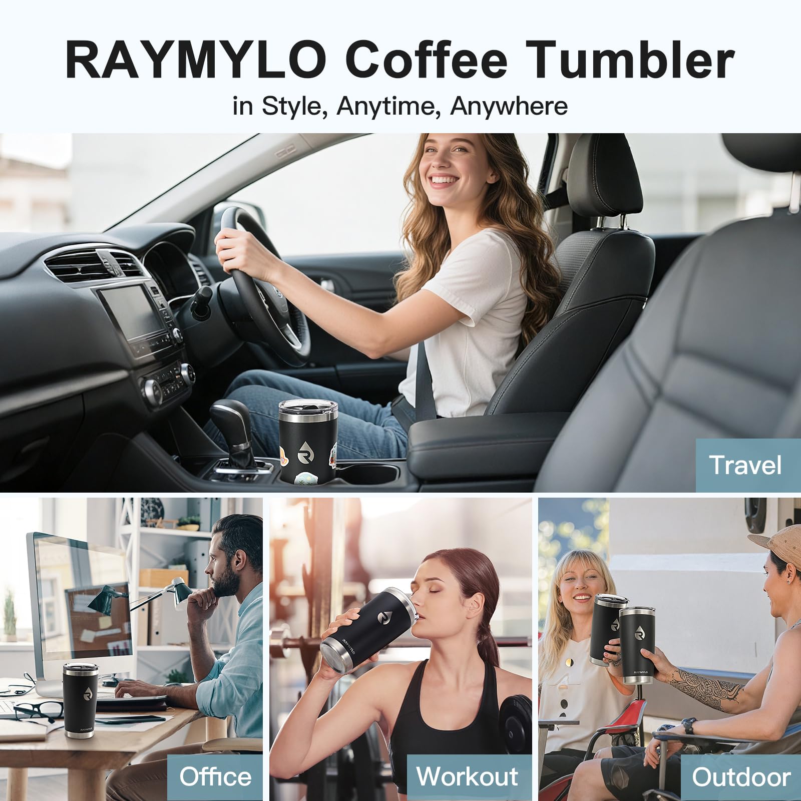 RAYMYLO taza de 20 onzas perfecta para café y té en movimiento