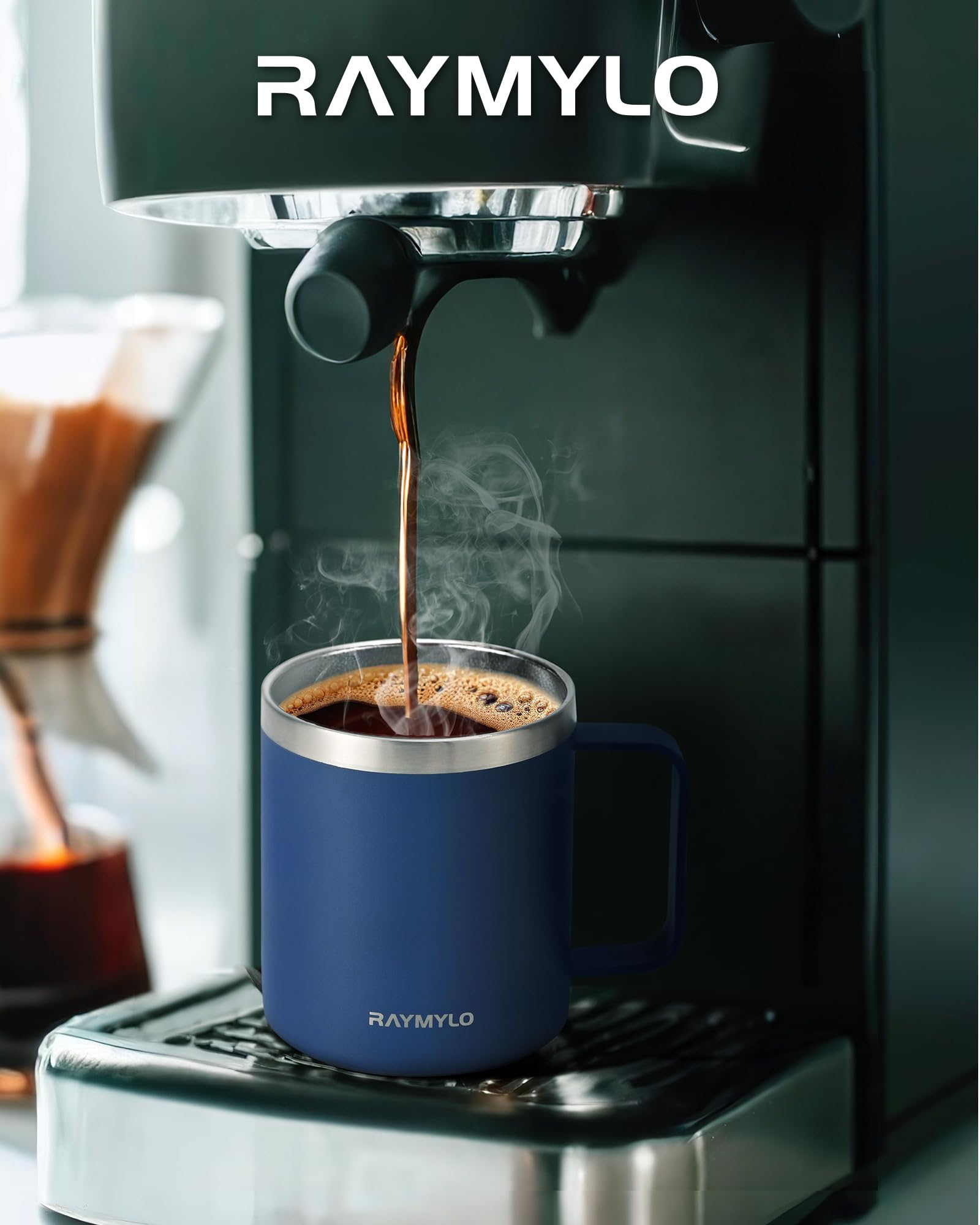 La taza RAYMYLO mantiene la bebida fría 9 horas o caliente 3.