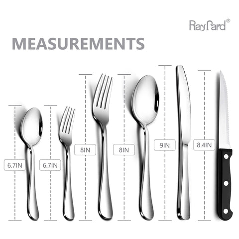 RayPard cubiertos de acero inoxidable con acabado espejo para mesa elegante
