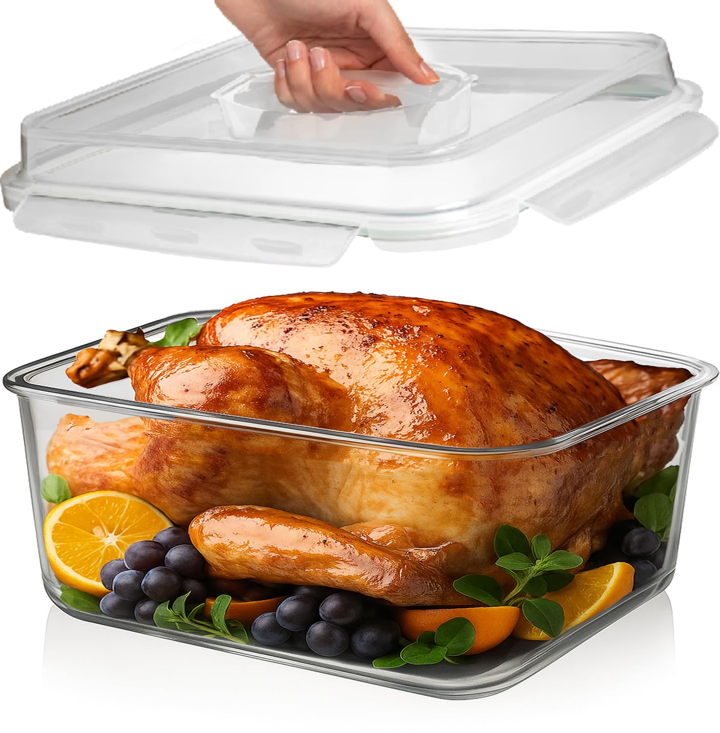 Razab contenedor de vidrio 6500 ml con tapa hermética para almacenamiento seguro