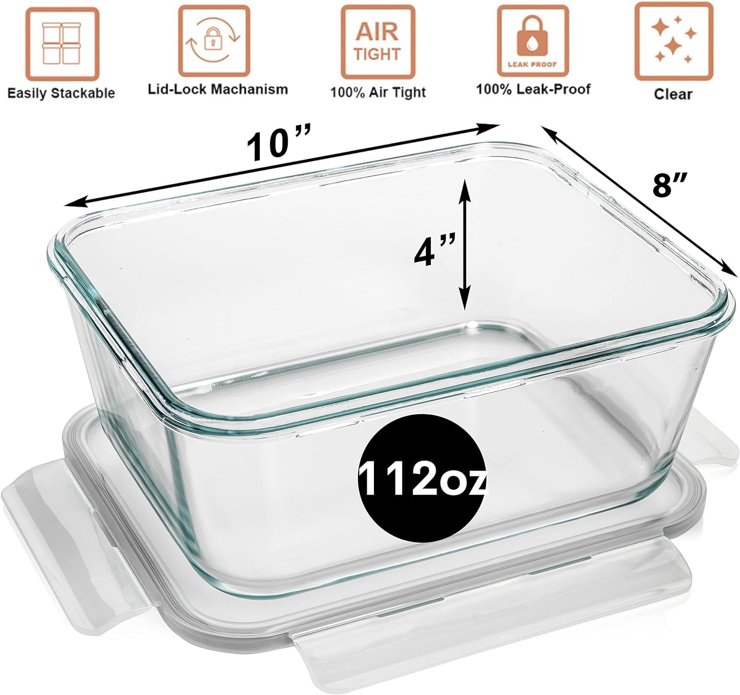 Razab contenedor vidrio para hornear lasagna y servir directamente en la mesa.