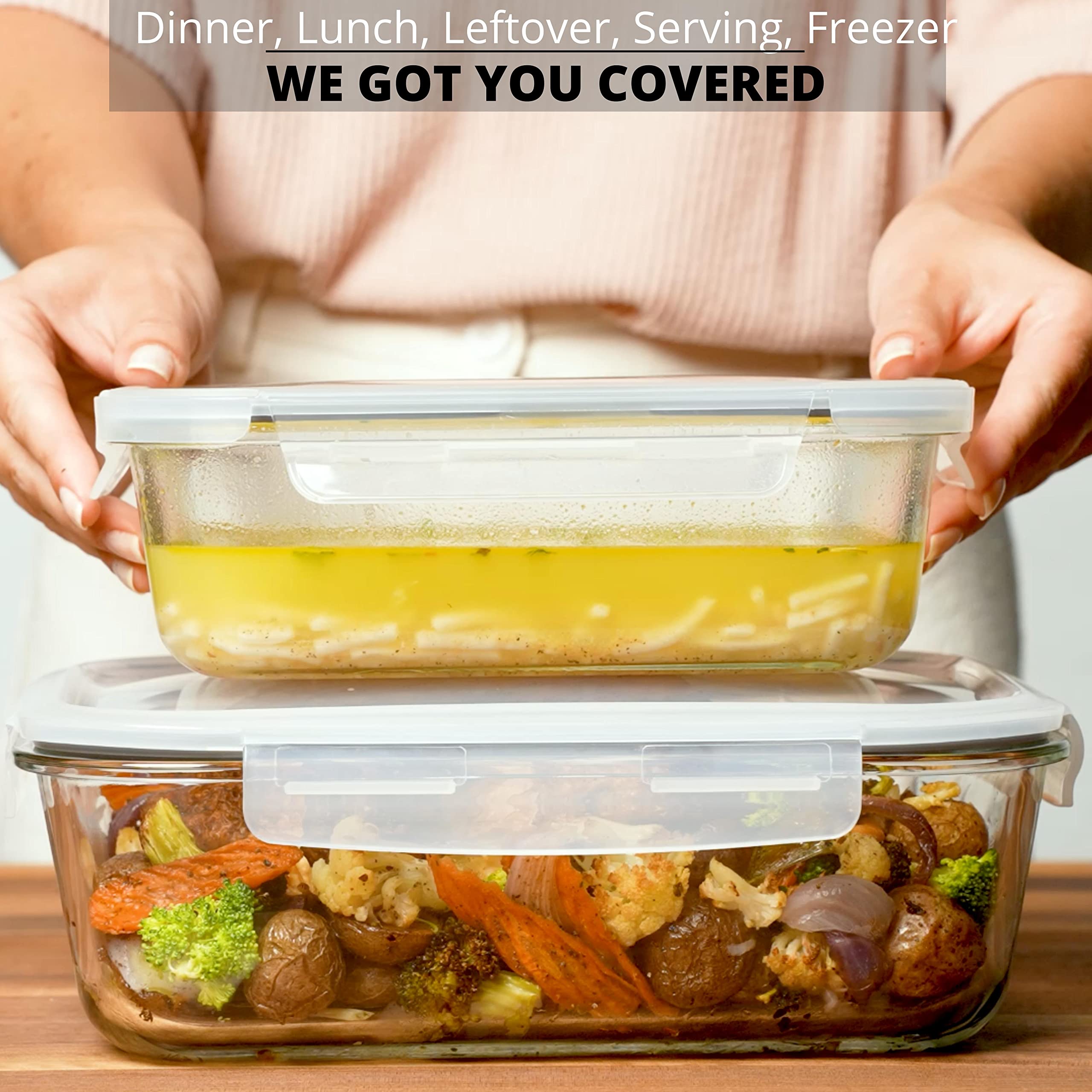 Razab contenedor de vidrio 1520 ml para preparar y almacenar comidas.