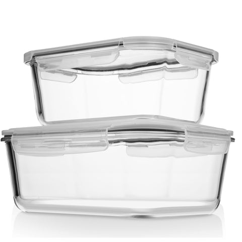 Razab contenedores de vidrio 2700 ml con tapa hermética para conservar sobras frescas.