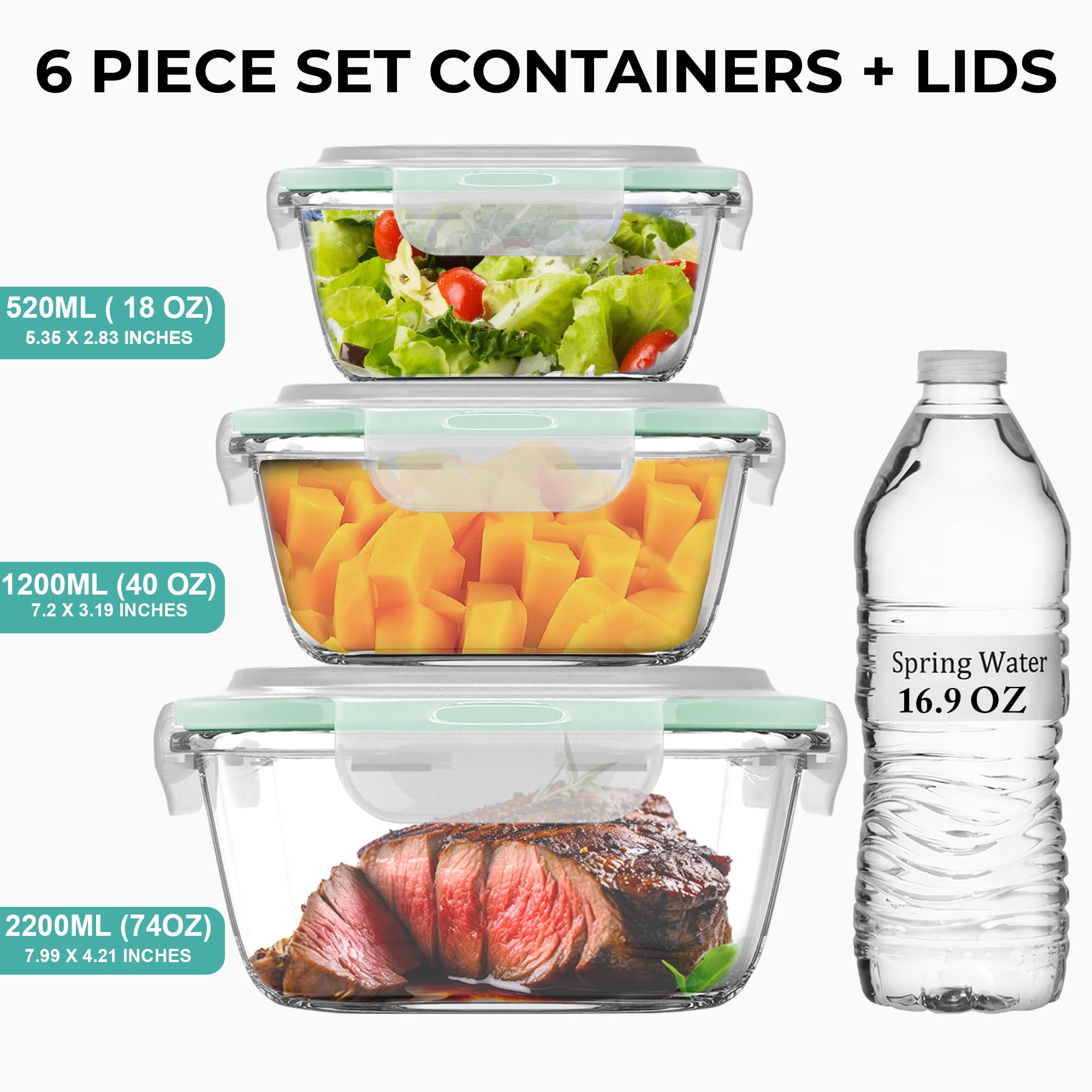 Razab contenedores de vidrio ideales para meal prep