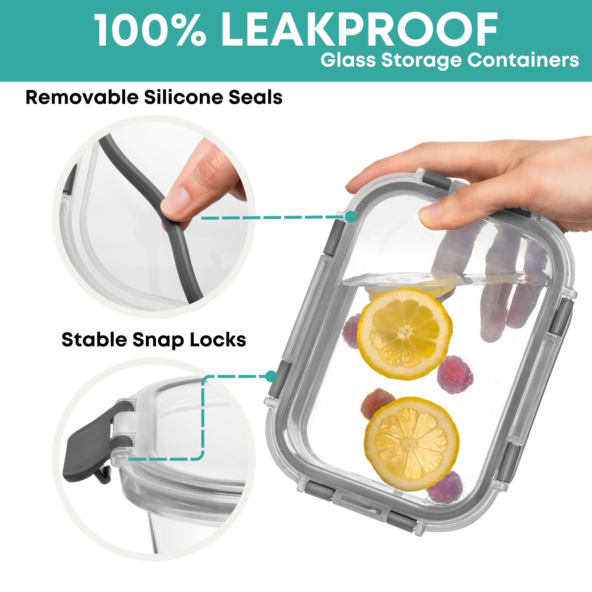 Razab latas de vidrio cuadradas 510ml, apilables para maximizar espacio