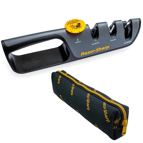 Razorsharp afilador de cuchillos con guía de ángulo ajustable para resultados consistentes.