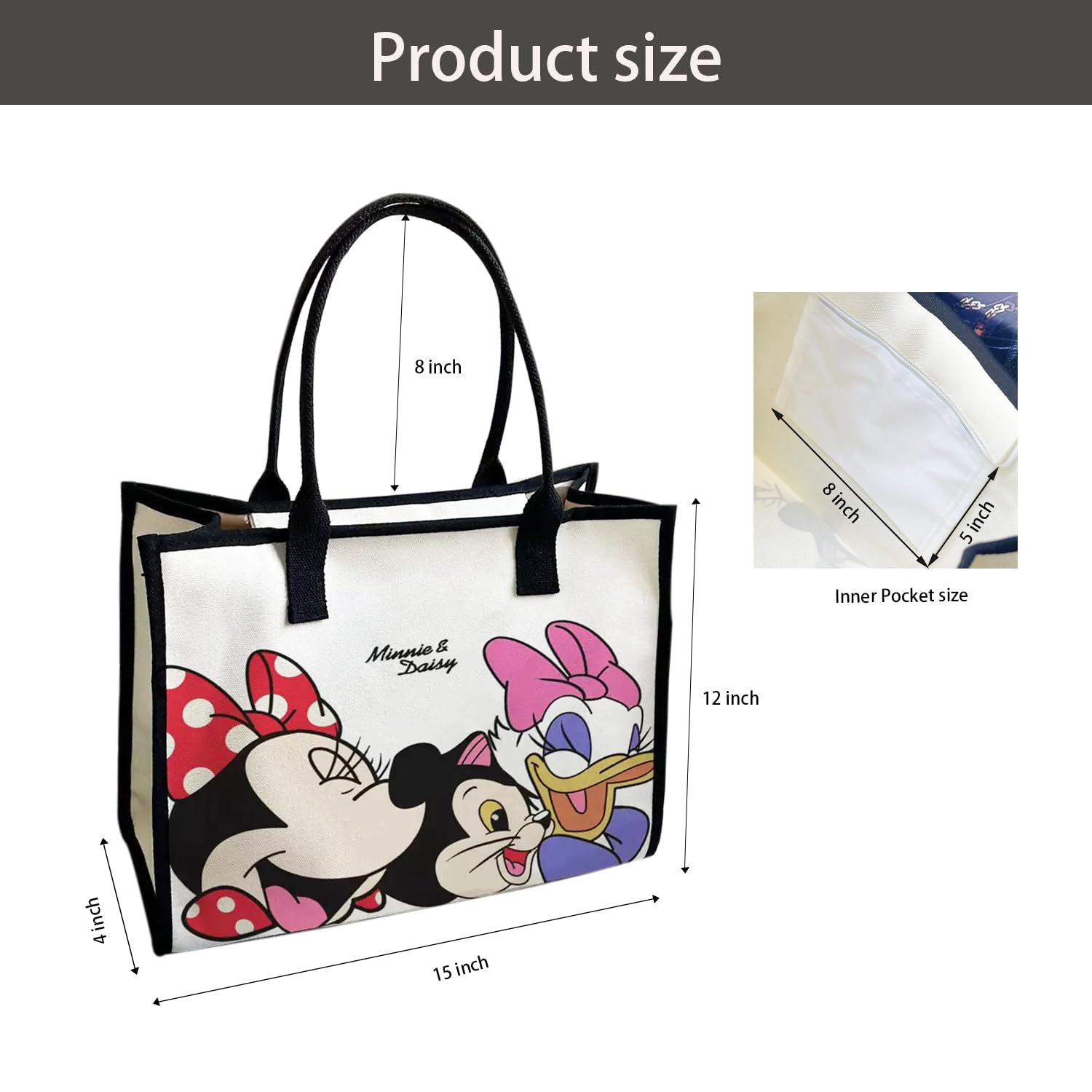 RCJERA bolsa lona cremallera-superior, seguridad y organización para compras y viajes.