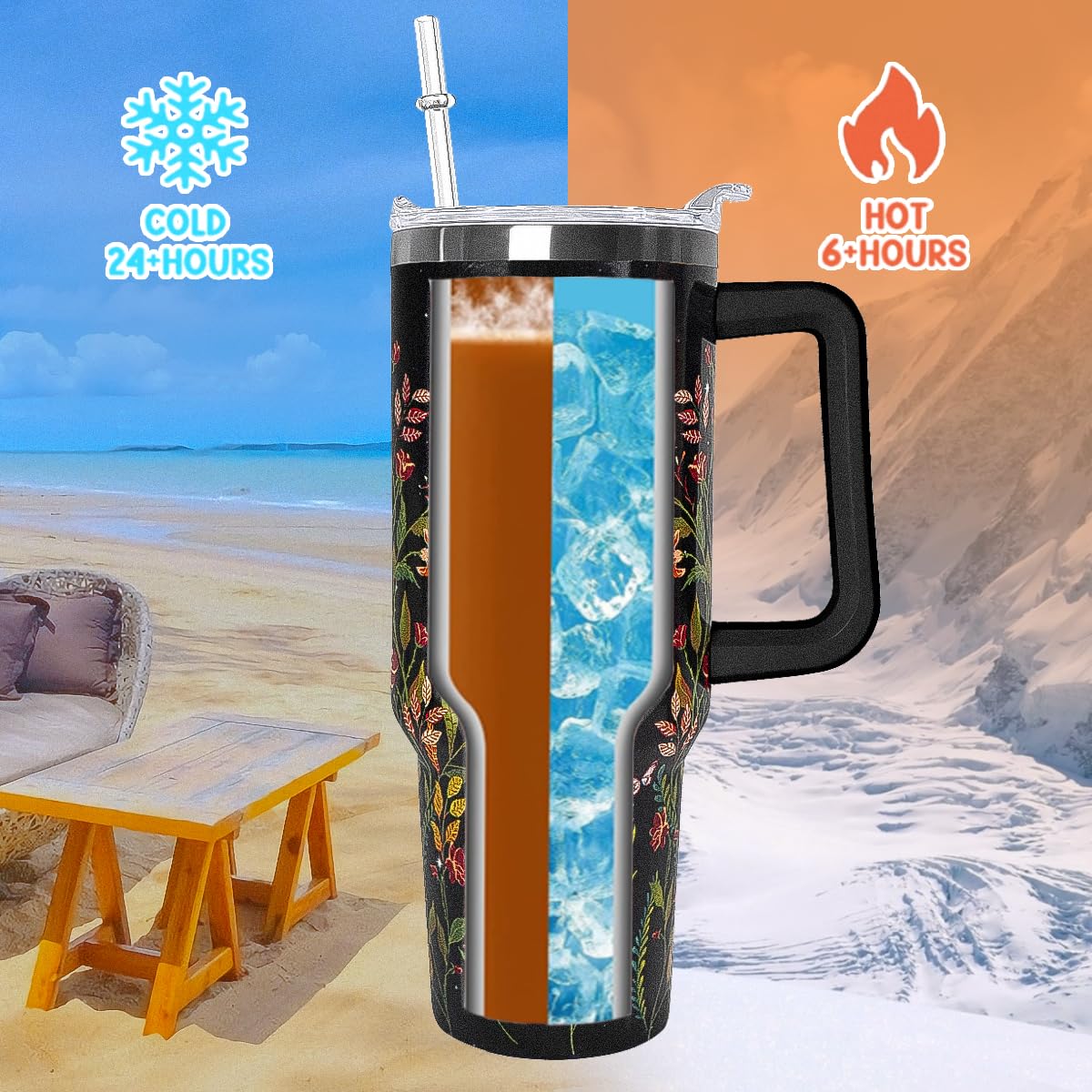 Rcvlauf vaso térmico gótico con diseño elegante, perfecto como regalo para Día de Brujas.