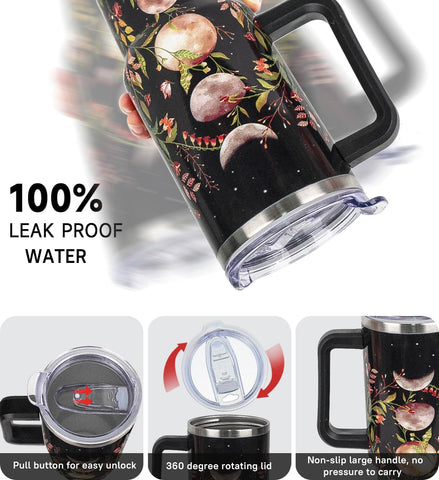Rcvlauf vaso térmico gótico con tapa hermética para evitar derrames durante viajes.