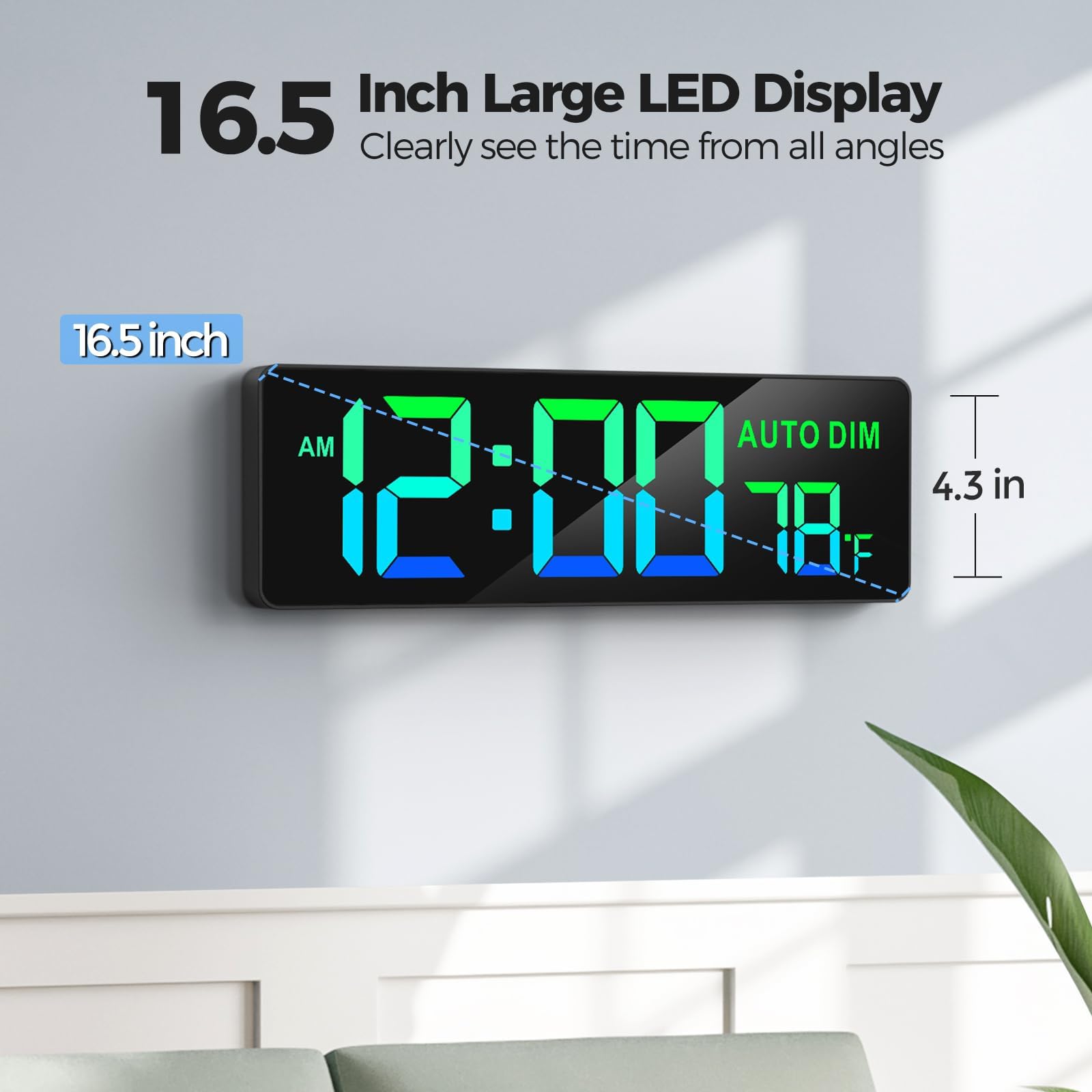 REACHER reloj-pared-digital con control remoto y atajos de temporizador