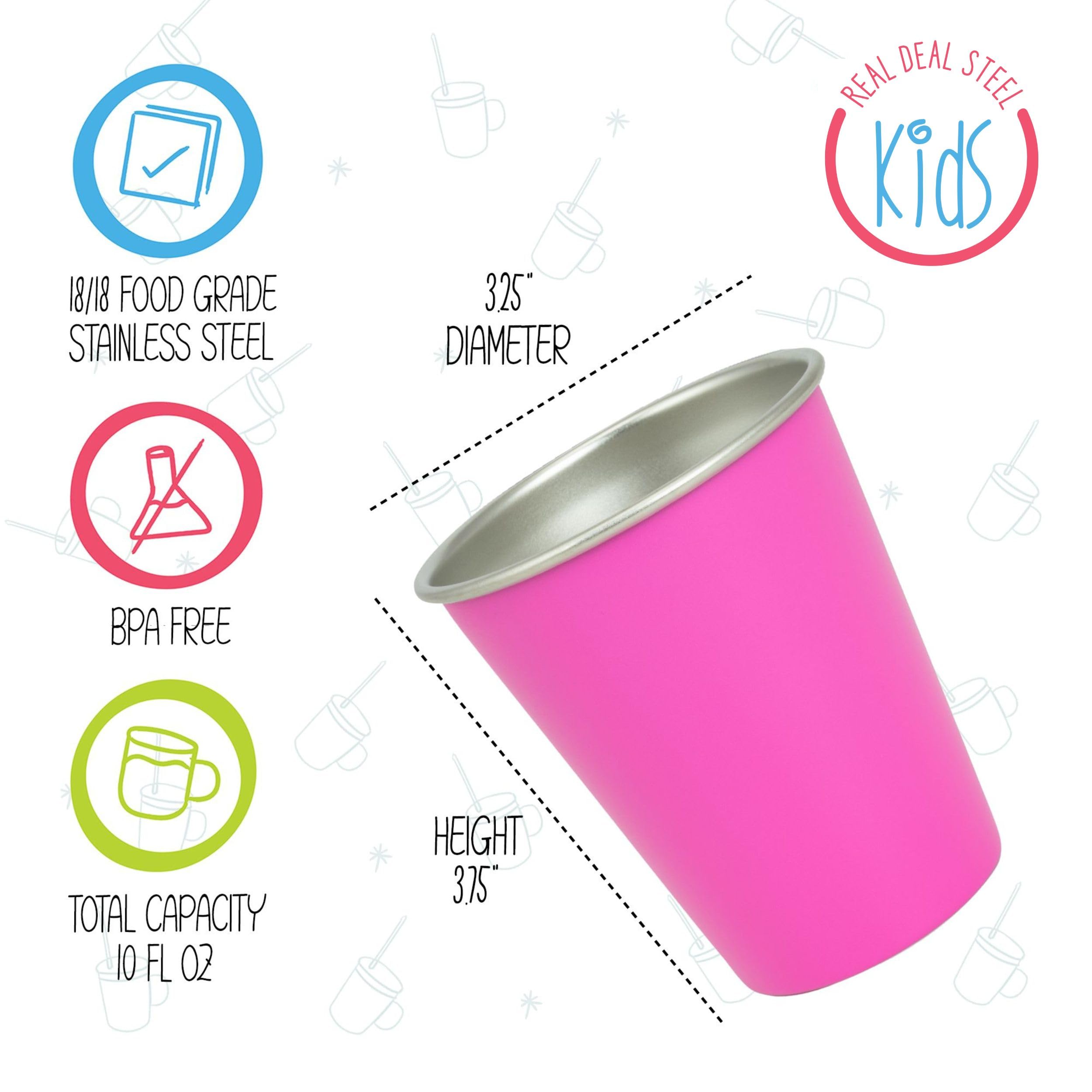 Real Deal Steel vaso arcoíris juvenil, diseño colorido que facilita identificar la bebida.