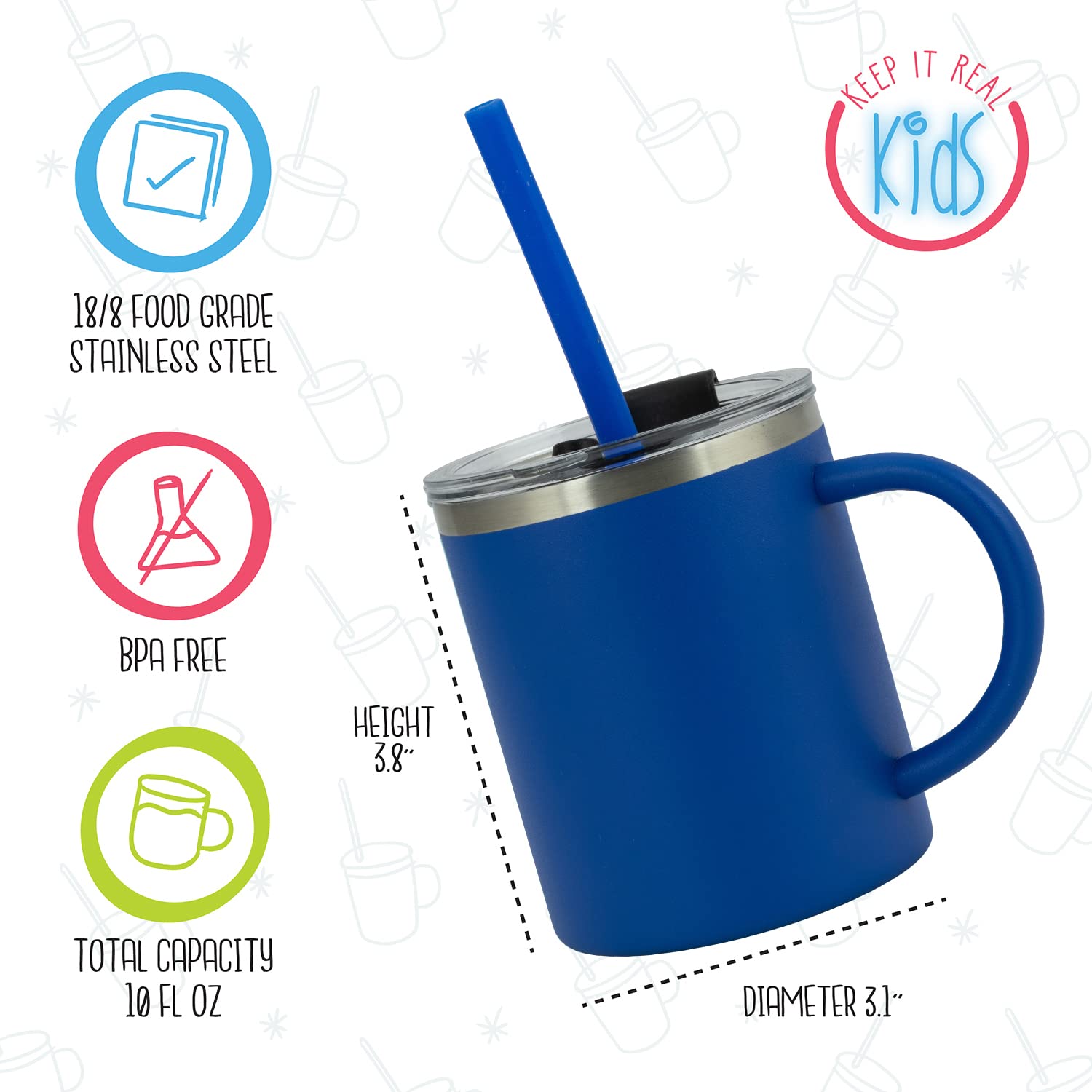 Real Deal Steel Keep It Real Kids Mugs pajilla con tope para menos derrames.