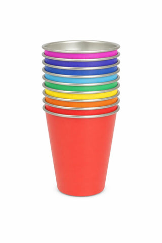 Real Deal Steel vasos arcoíris de 8 colores para niños, colores alegres y seguros.