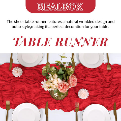 RealBox corredor de mesa gasa drapeado para ambiente romántico