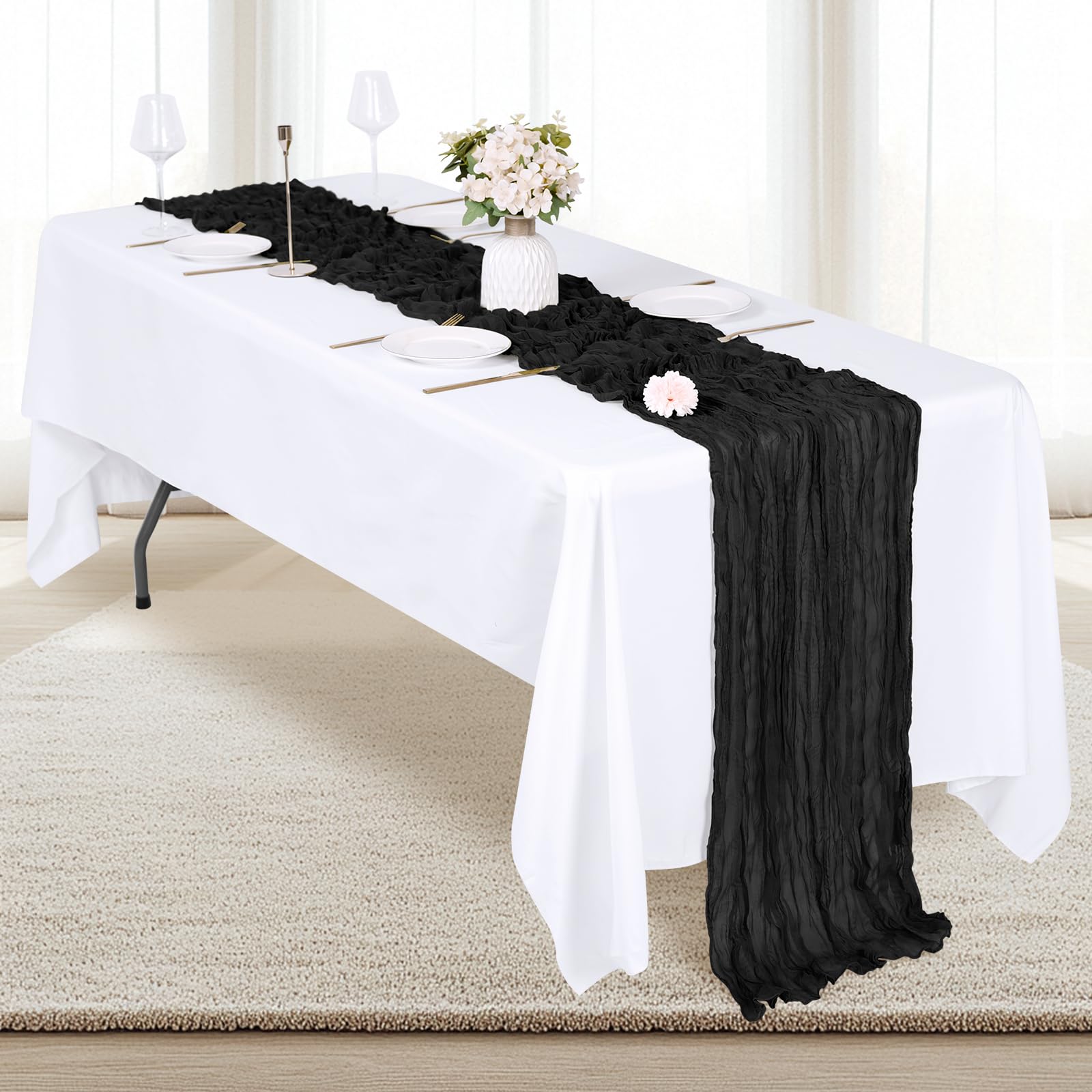 RealBox mantel gasa negra, bodas y fiestas con toque elegante