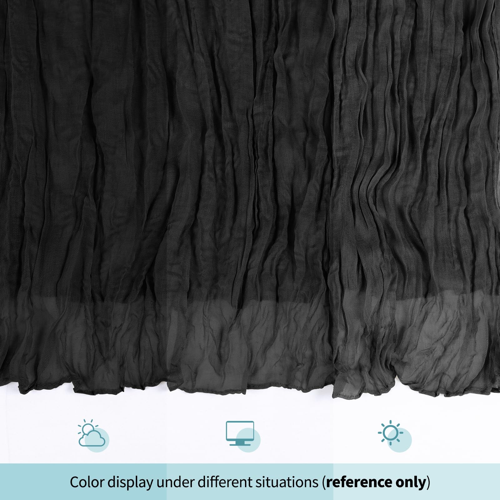 RealBox mantel gasa negro, drapeado bohemio para fiesta o reunión