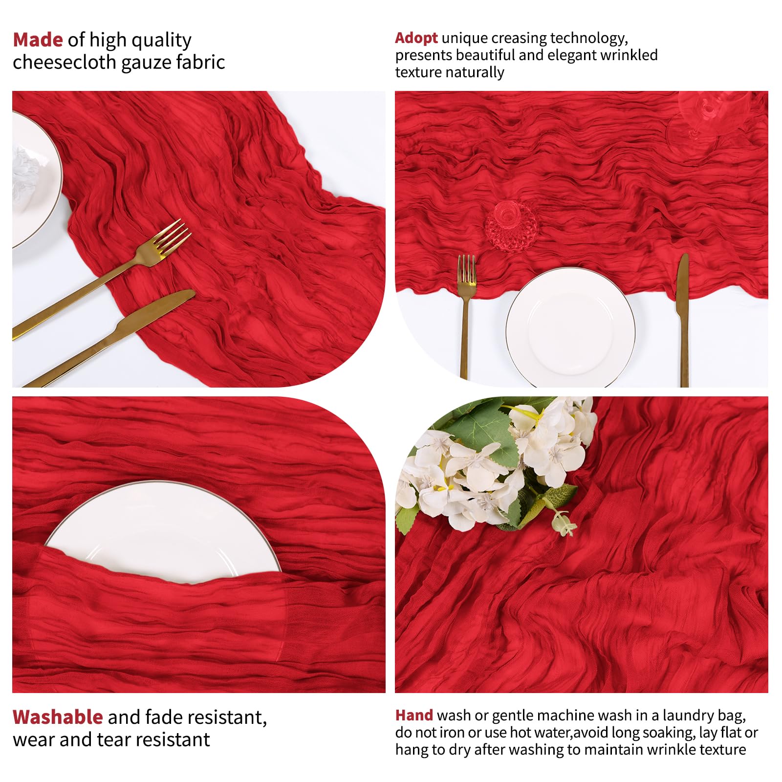 Mantel gasa roja RealBox para decorar sillas y mesas