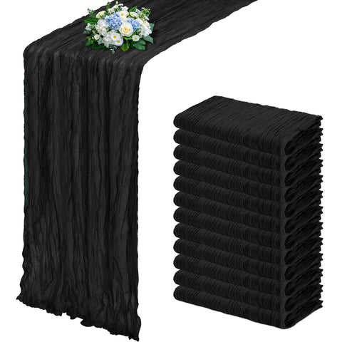 RealBox mantel de gasa negra 108in, ideal para bodas