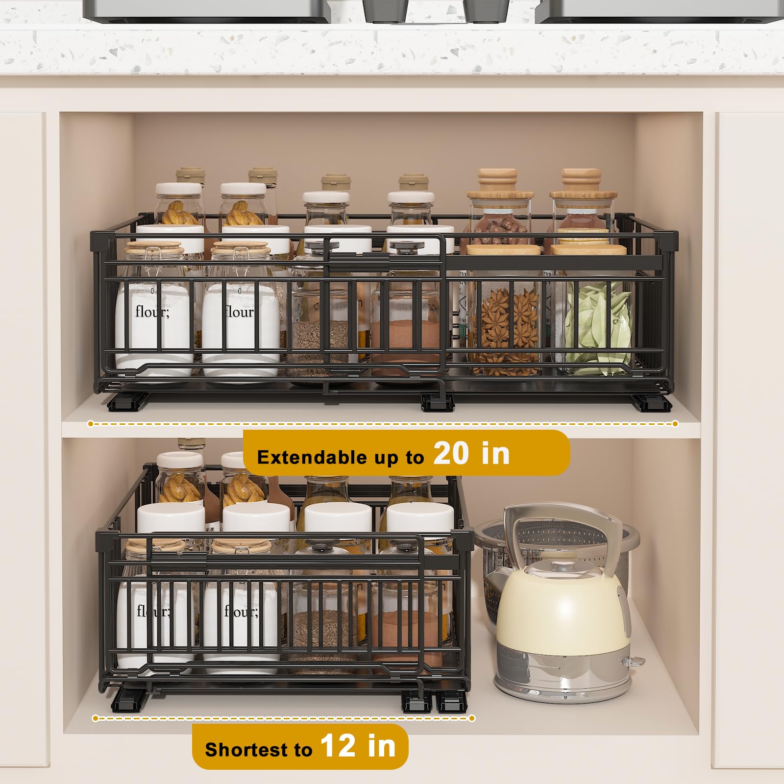 REALINN almacenamiento de cocina optimizado para especias y tarros