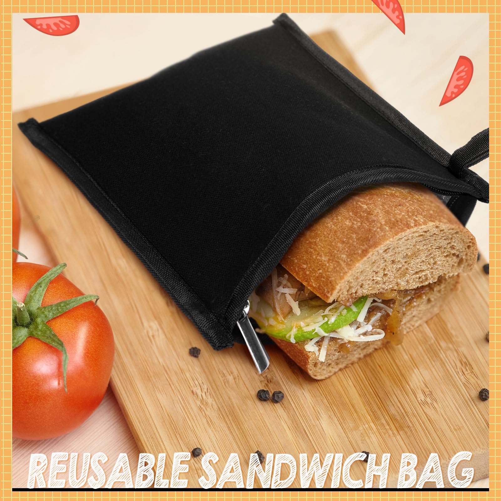 Reallnaive bolsas almuerzo multifuncionales negras para comida y cosméticos.