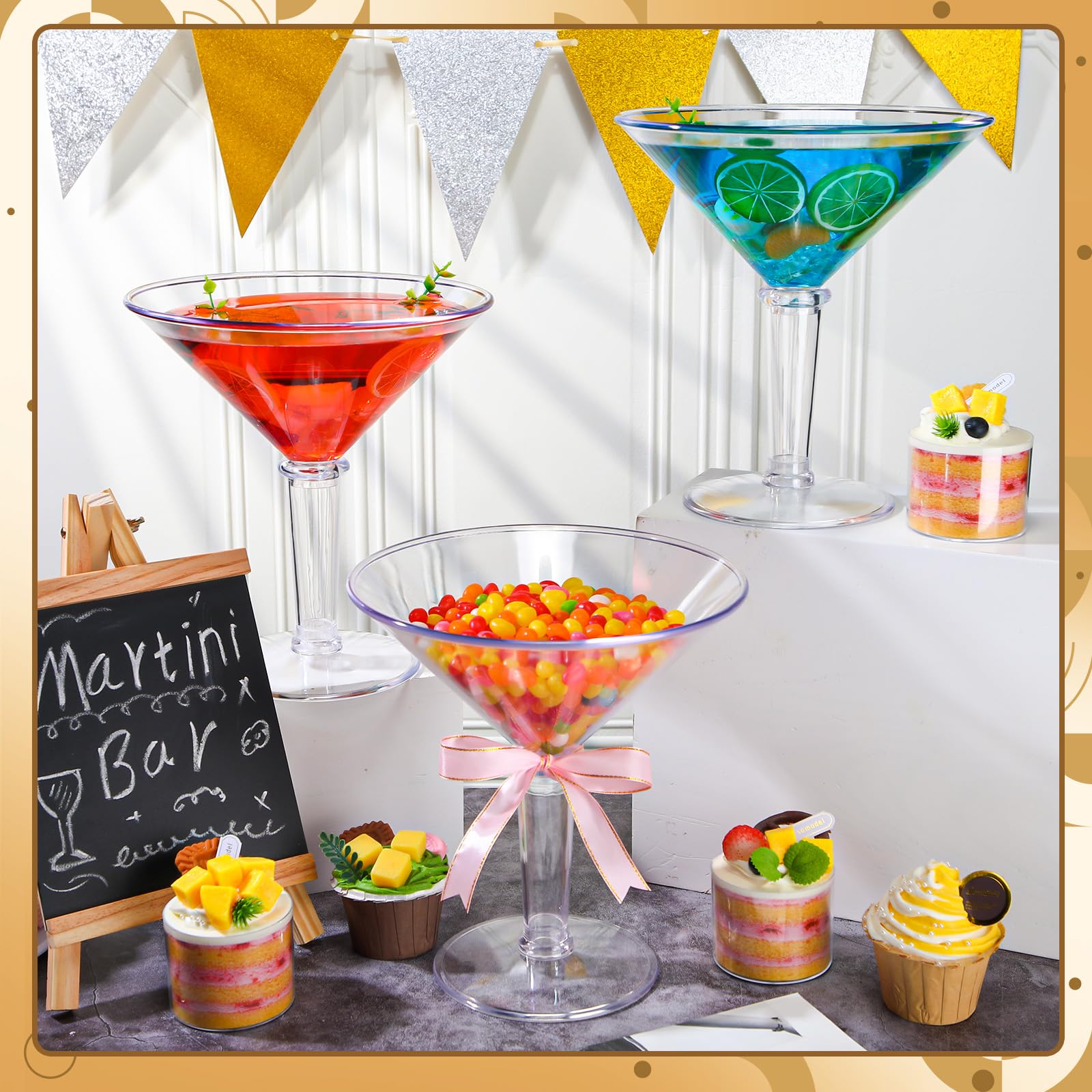 Centro de mesa de Reallnaive con vasos grandes para bodas y fiestas.