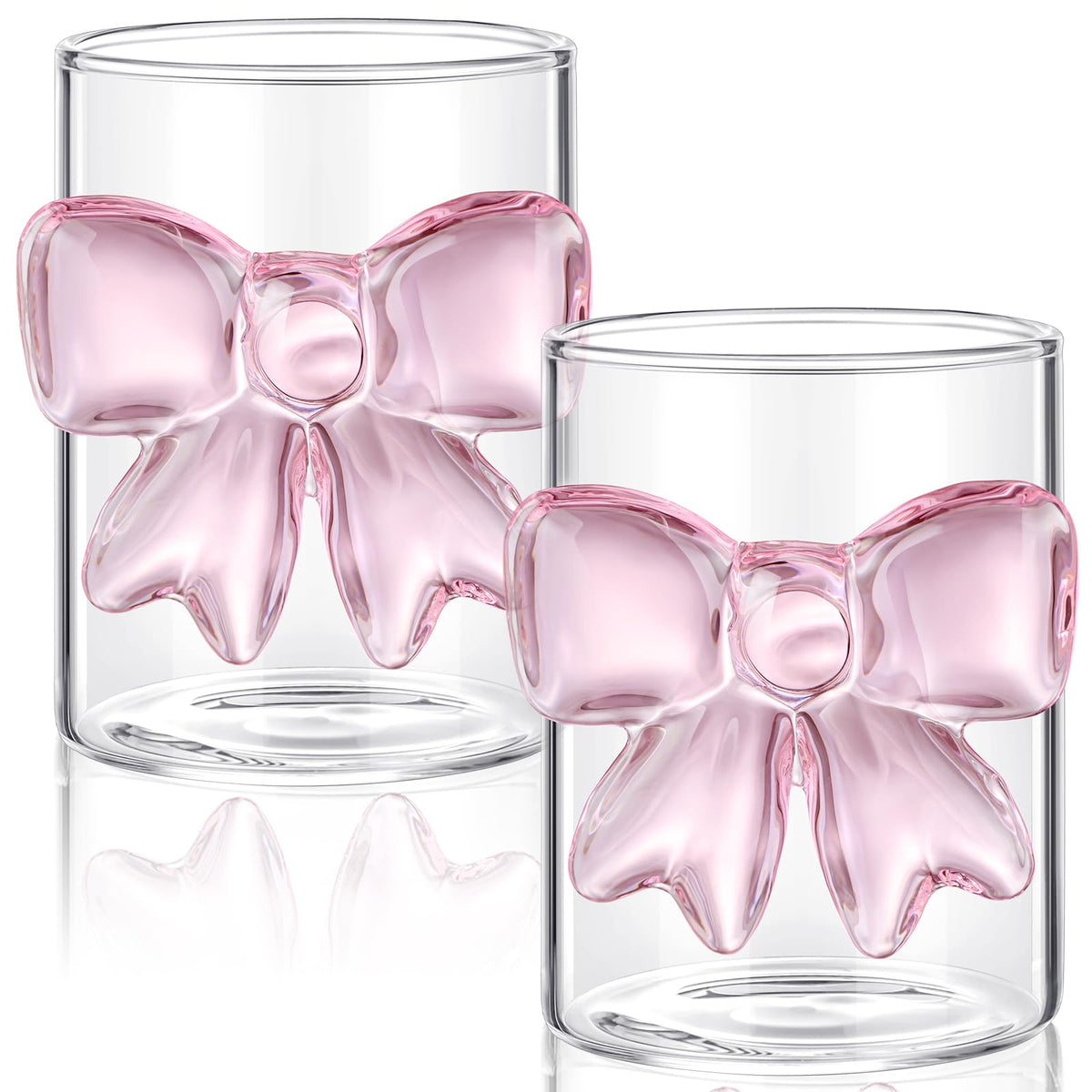 Vaso coqueta de Reallnaive con lazo rosa, ideal para brindis elegantes