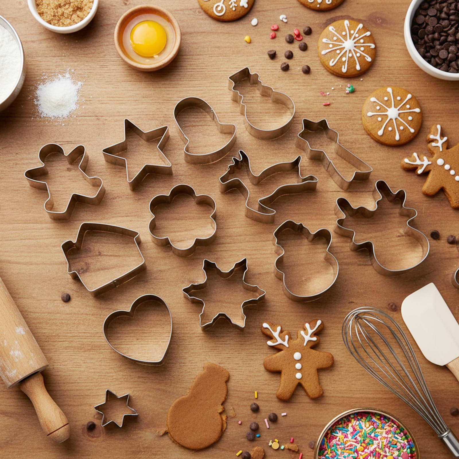 Reallnaive cortadores bastón de caramelo para galletas festivas.