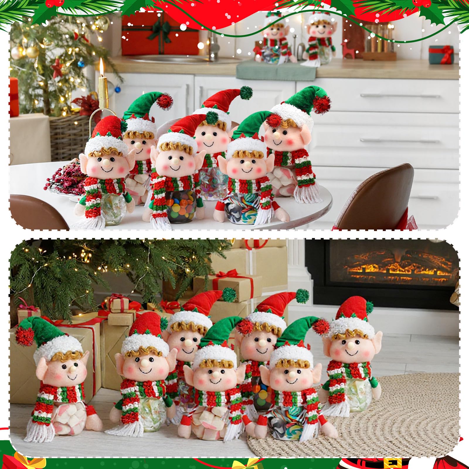 Reallnaive frascos navidenos dulces tapa duende apilado, ideal para regalos y almacenamiento