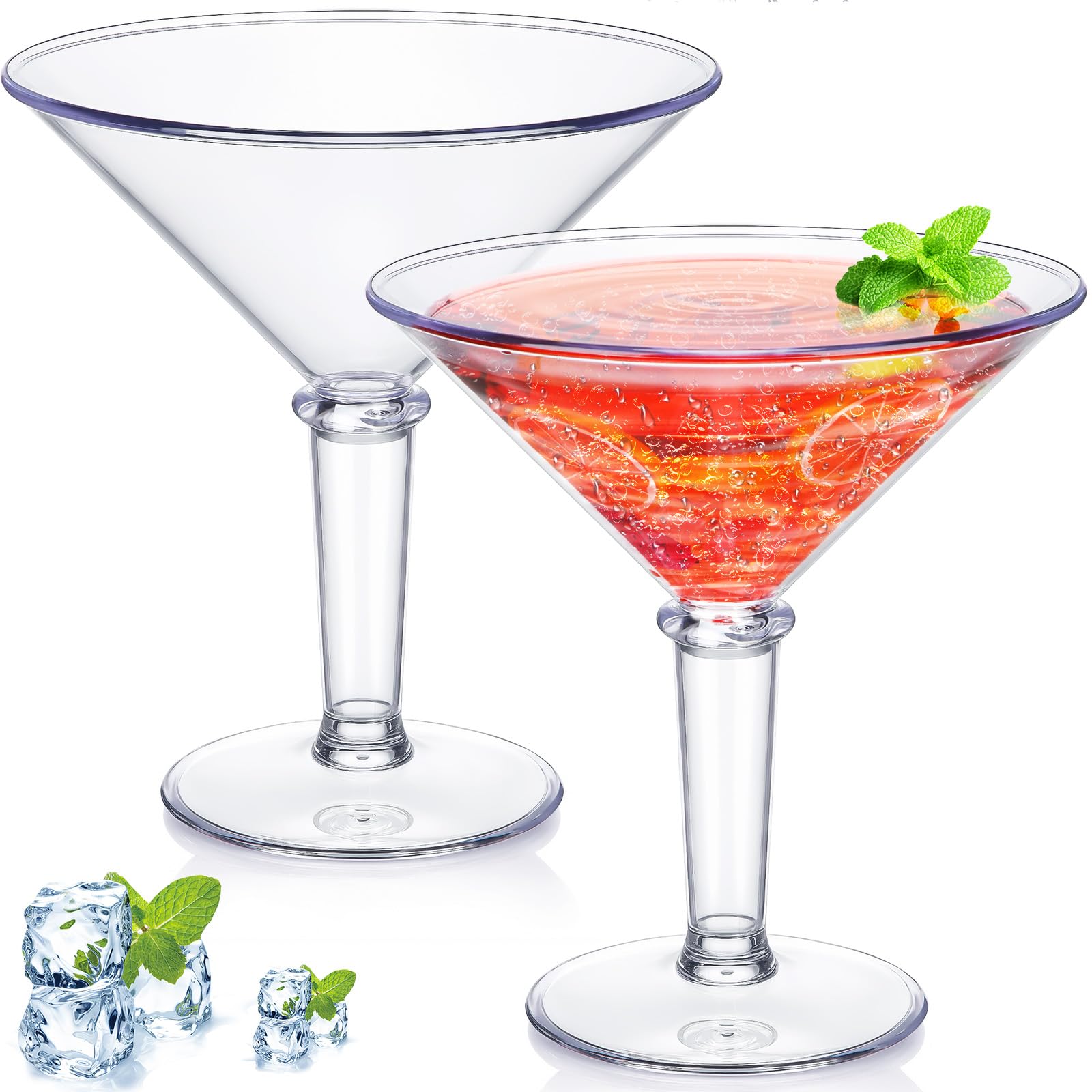 Paquete de dos vasos martini gigantes de Reallnaive para fiestas.