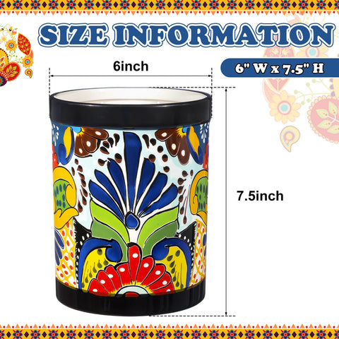 Reallnaive Porta Utensilios Talavera grande azul y amarillo, toque decorativo en la encimera