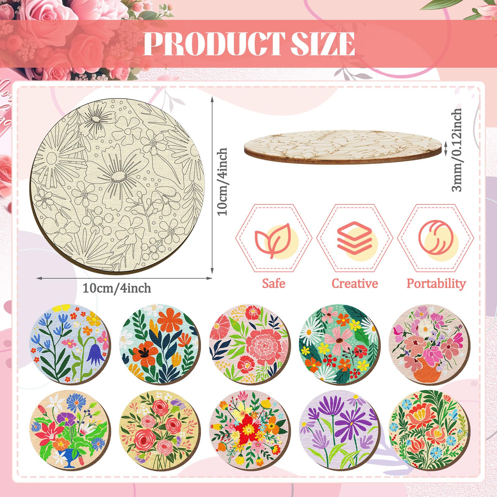 Posavasos florales de Reallnaive, perfectos para colorear y personalizar en casa.