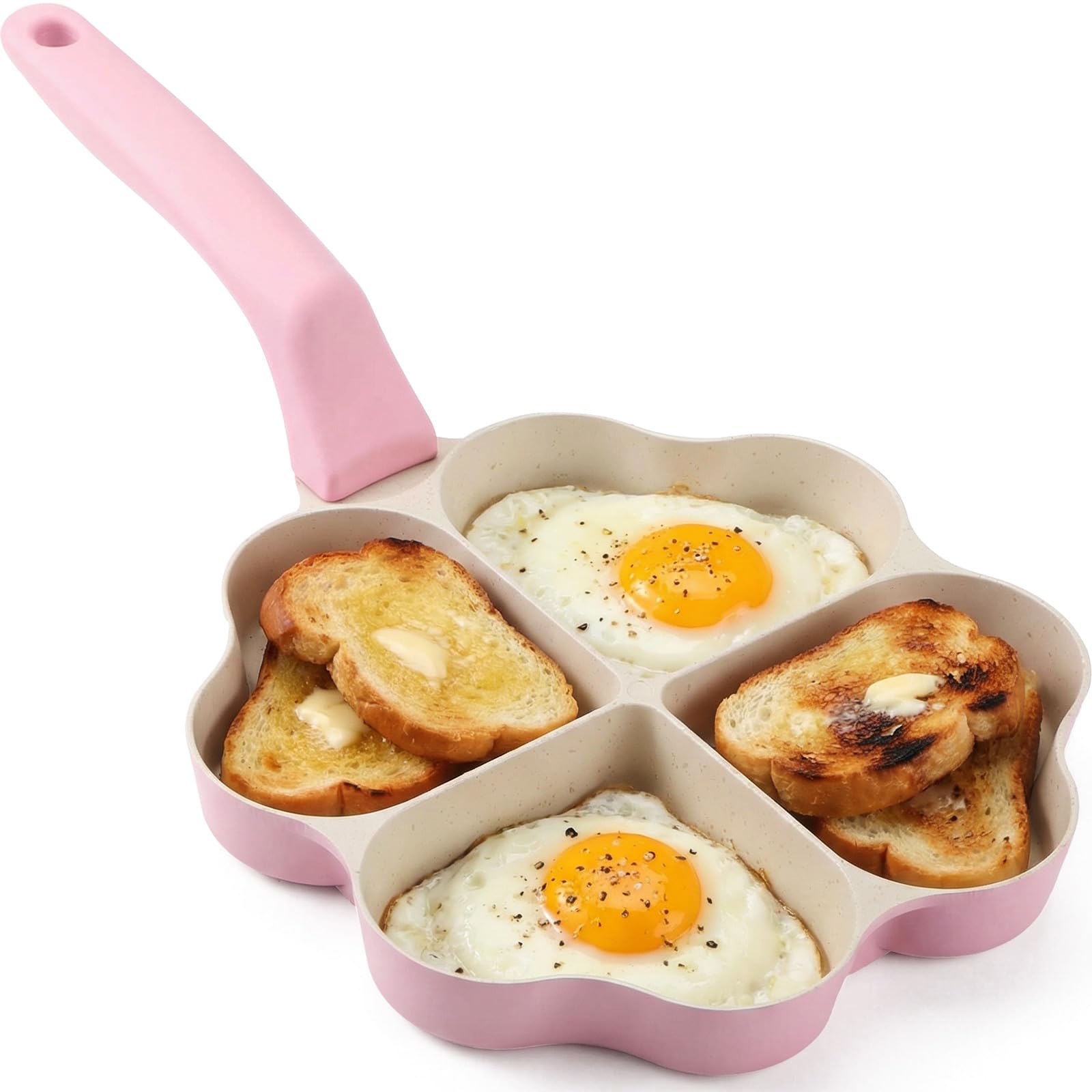 Sartén Reallnaive corazón con cuatro compartimentos para desayunos atractivos.