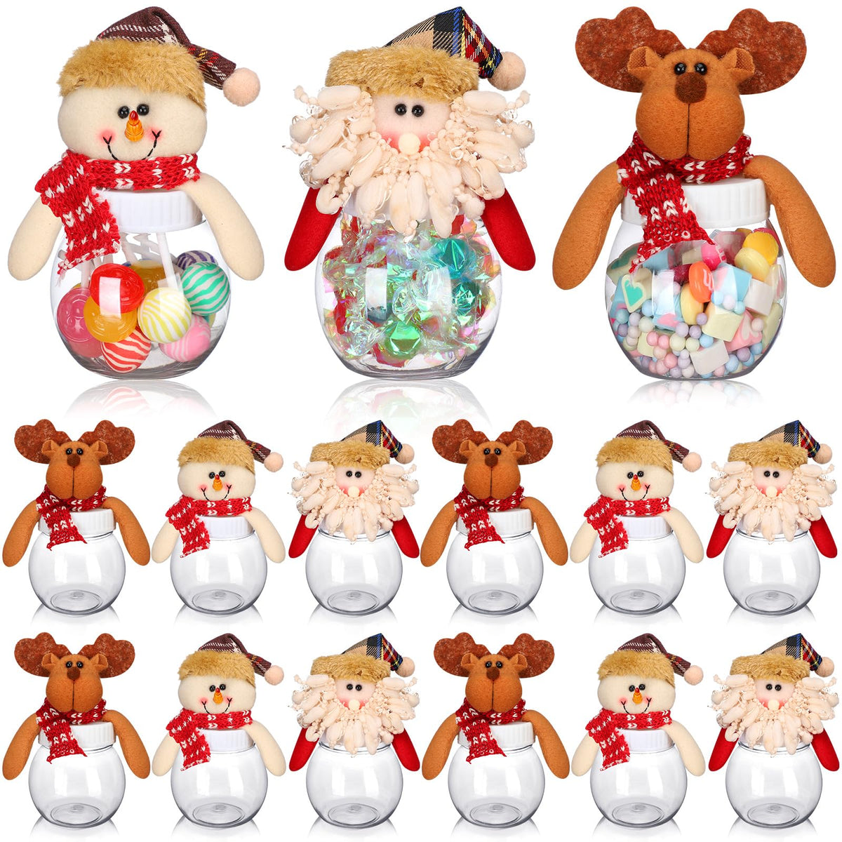 Tarro navideño Reallnaive con tapa Santa, ideal para regalos y dulces festivos.