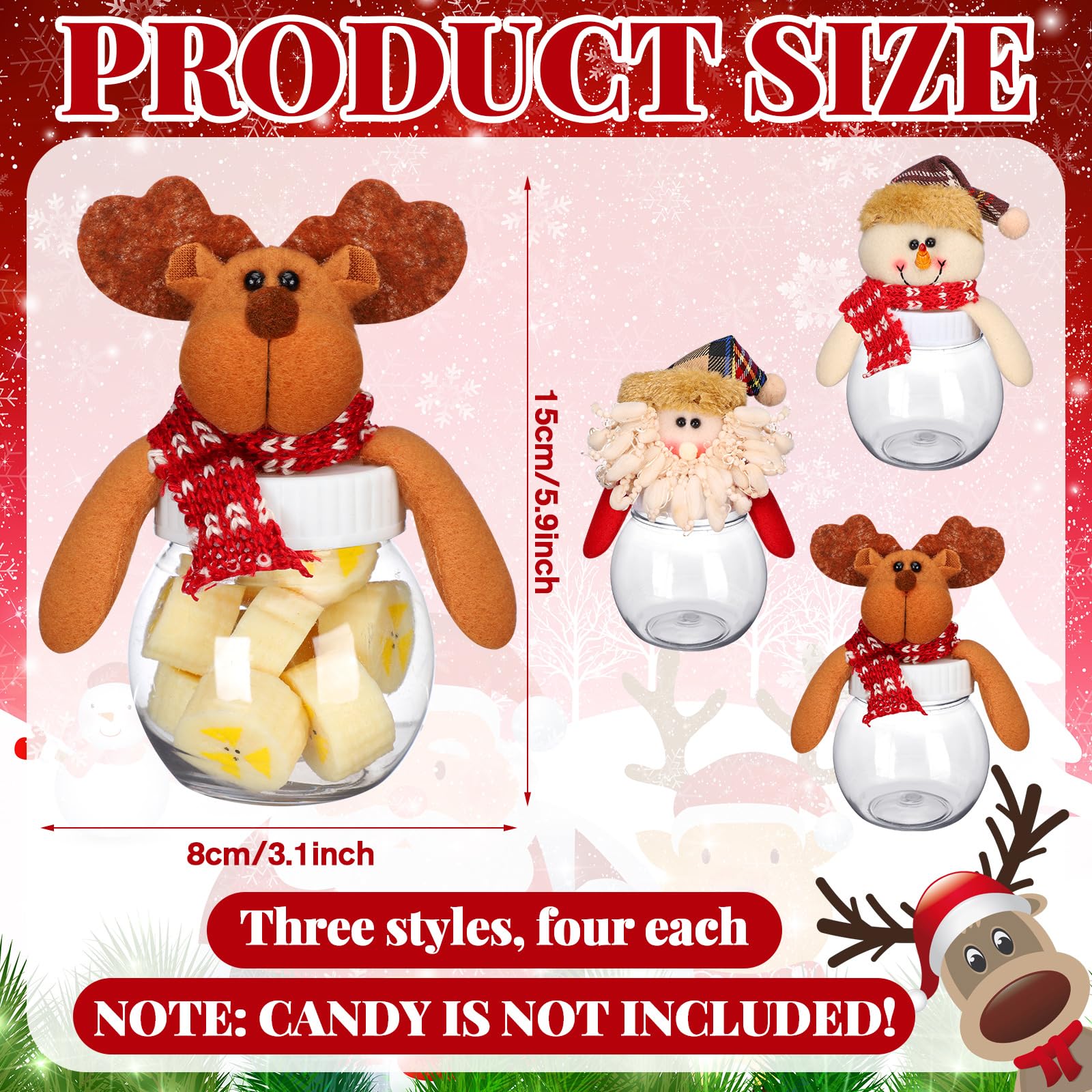 Tarro Reallnaive navidad con tapa de ciervo, ideal para regalos pequeños.