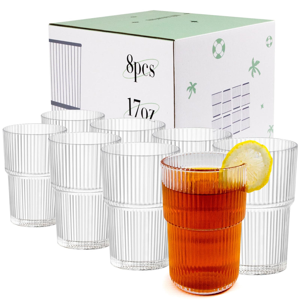 Vaso RÉΑLWÁY de acrílico ondulado 17 onzas para uso diario sin roturas