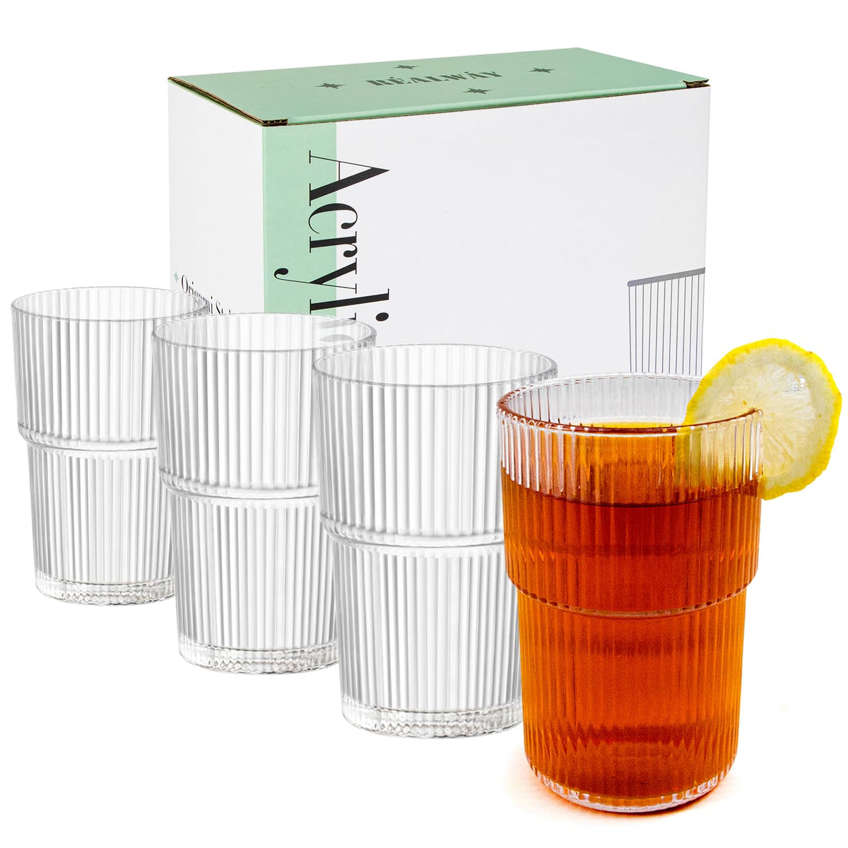 Vasos acrílicos estriados RÉΑLWÁY de 17oz, duraderos para uso diario.