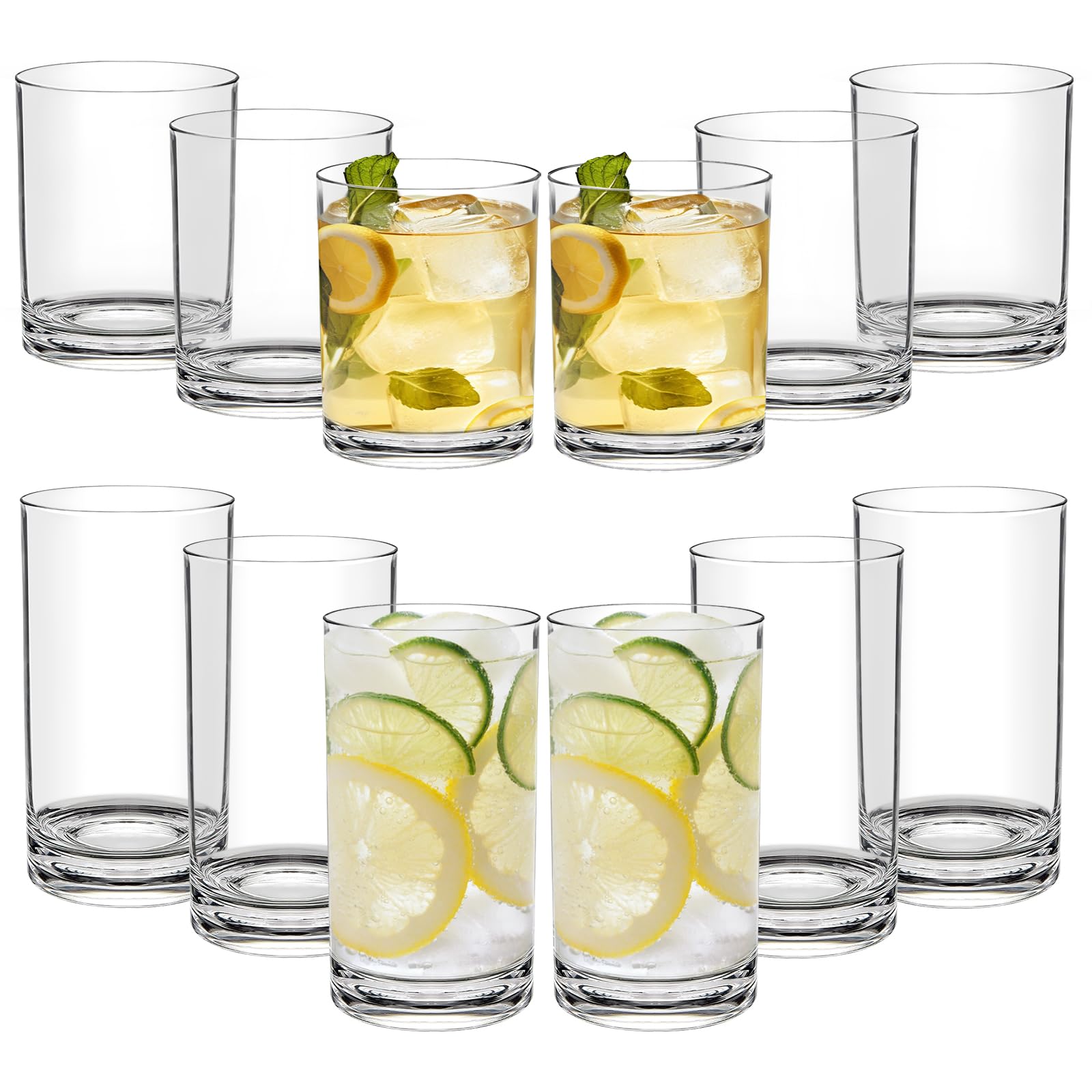 RÉΑLWÁY vasos acrílicos bajos 12oz: duraderos y ligeros para uso diario.