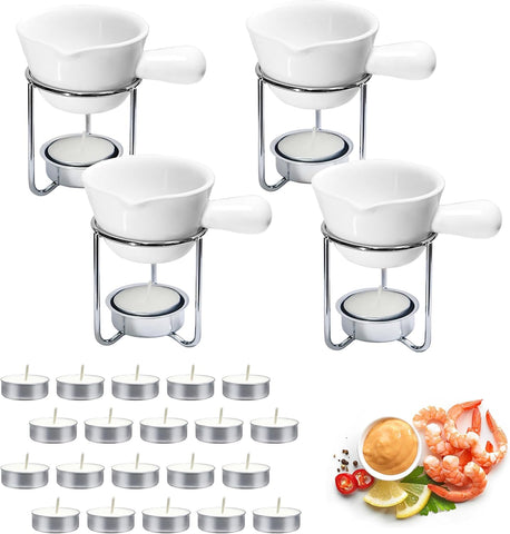 Reasmi conjunto calentadores mantequilla mariscos ceramico, ideal para derretir mantequilla al servir.