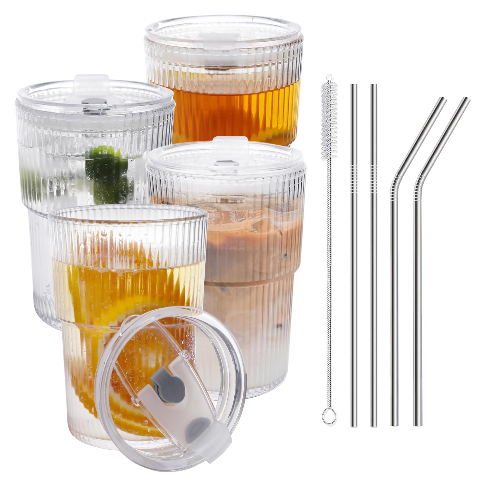 RÉΑLWÁY vaso plástico 16 onzas con tapa y pajilla, ideal para café frío y bebidas.