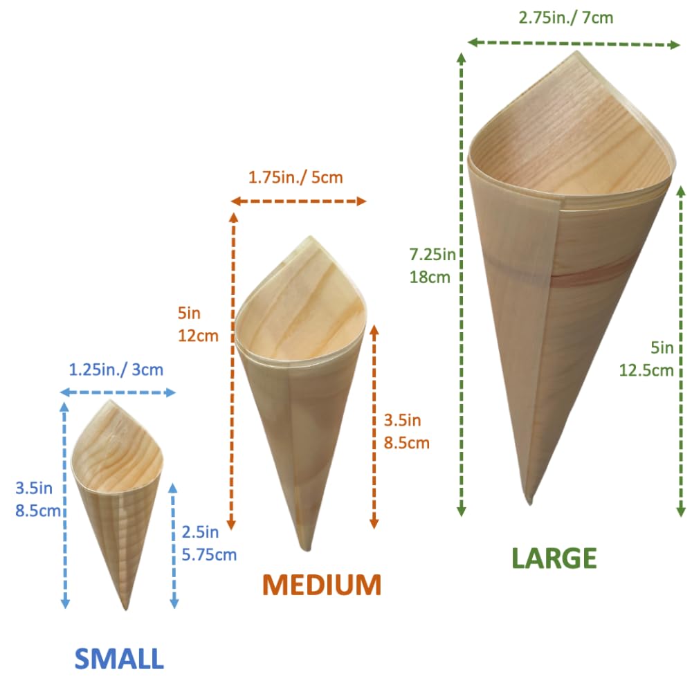 Conos de madera rebEarth, tamaño 5 pulgadas para porciones medias.