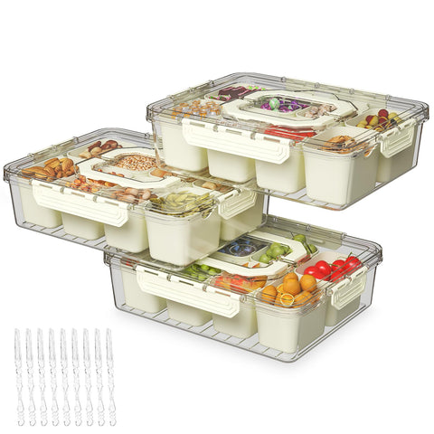 REBECAT bandeja dividida con tapa y asas para servir aperitivos con facilidad
