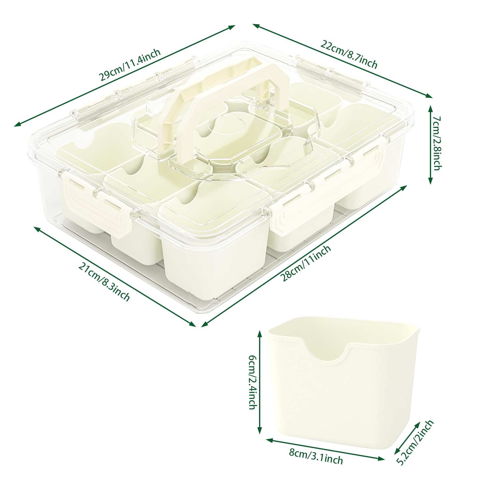 Bandeja REBECAT para frutas y vegetales, compartimentos para organización.