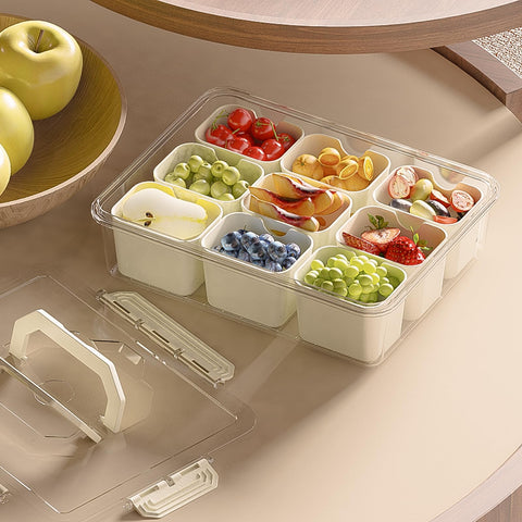 Paquete triple REBECAT con bandejas para snacks en beige, ideal para fiestas.