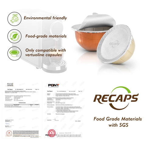 RECAPS tapa de aluminio 62mm cubre cápsula VertuoLine para sellado seguro